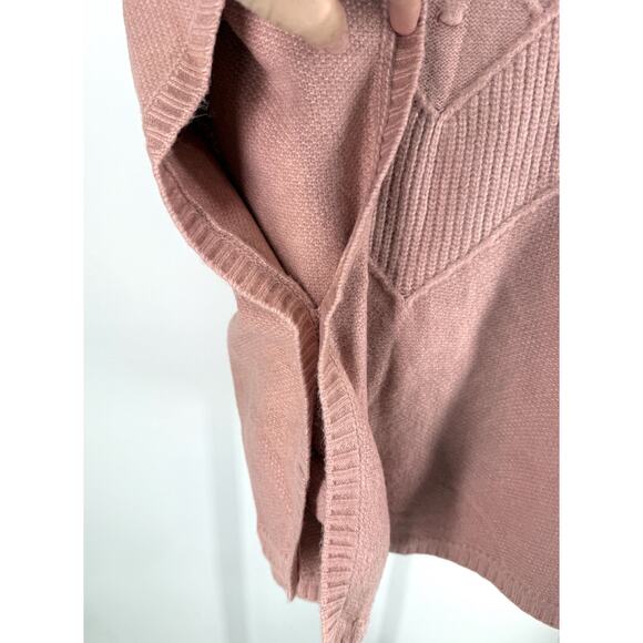 Ann Taylor Loft Women Bobble Pink Modern Poncho Sweater Wool Blend M/L Knit - Picture 3 of 8
